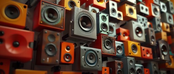 Obraz premium music speakers wall in different sizes and colors