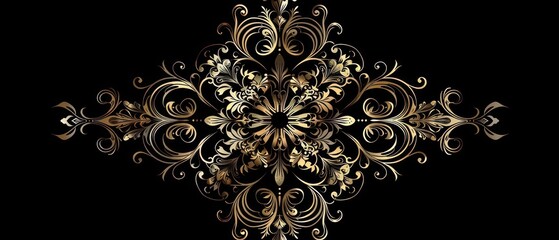 golden victorian ornament, black background