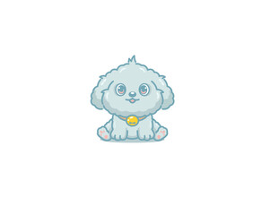 cute dog bichon frise mascot logo