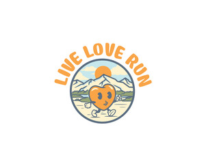 love character running in nature logo