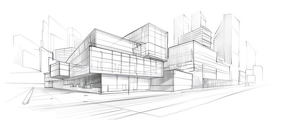 architecture building hand drawn sketches