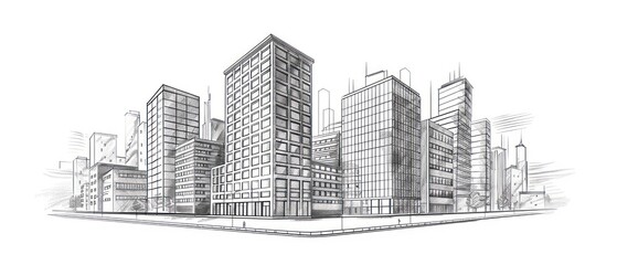 Fototapeta premium architecture building hand drawn sketches