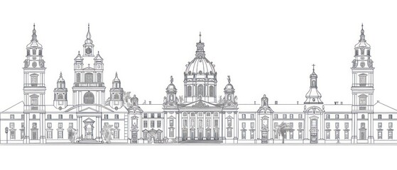 Obraz premium architecture building hand drawn sketches