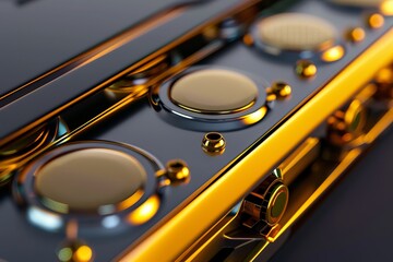 close up of a gold and silver steampunk accordion