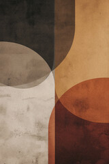 Simple abstract geometric print with organic shapes in a muted earthy colour palette