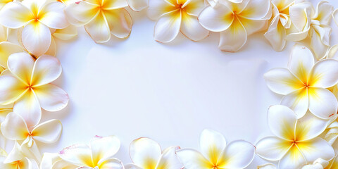 Fototapeta premium A white frame with yellow and white flowers on it. 