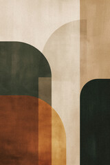 Simple abstract geometric print with organic shapes in a muted earthy colour palette
