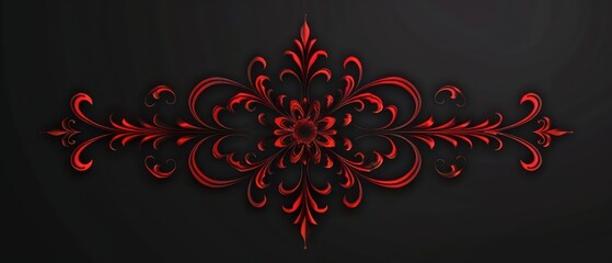 red victorian ornament, black background