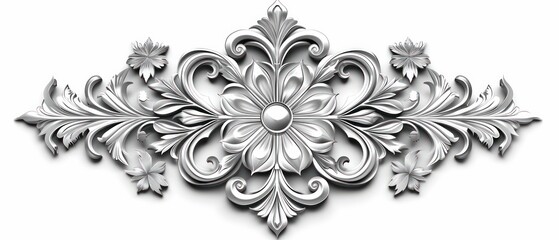 silver victorian ornament, white background