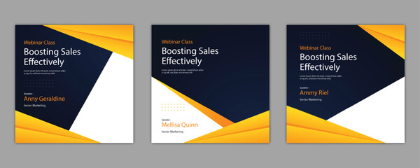 Marketing Strategies live webinar banner invitation and social media post template. Business webinar invitation design