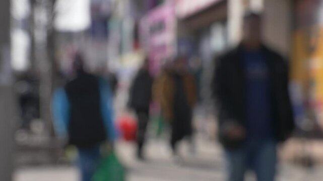 sidewalk street business ppl walking at Danforth village