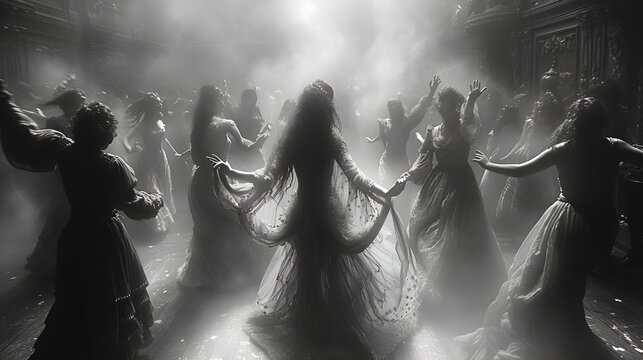 Monster’s Ball - Halloween costume party - spooky - scary - retro vibe - classical feel - black and white photo - retro style - skeleton - skull