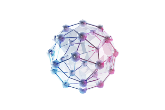 Abstract  network sphere with connecting lines and dots, symbolizing technology, communication, and digital connectivity.