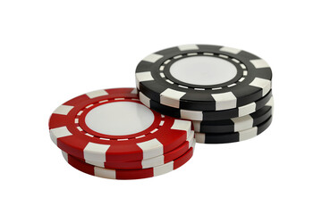 Stack of red and black poker chips. Perfect for gambling, casino games, and betting themes.