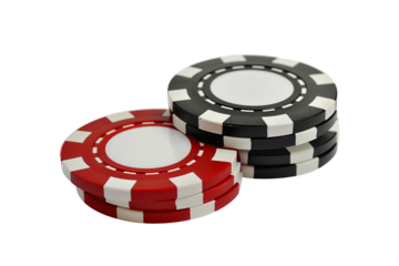 Stack of red and black poker chips. Perfect for gambling, casino games, and betting themes.