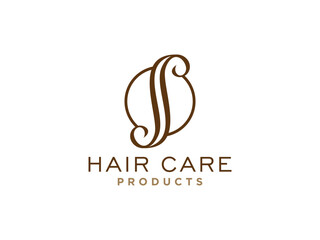 Abstract Hair Wave Logo Letter S isolated on White Background.