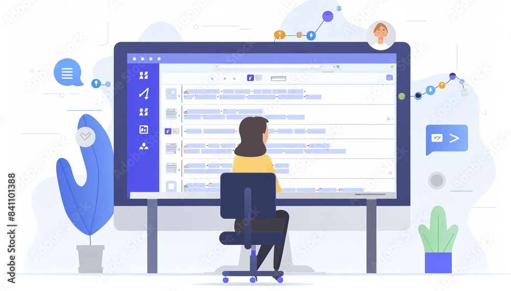 Wall mural clean and modern flat design project management software for handling complex projects, tasks, and d