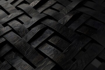 Abstract Black Woven Square Pattern Texture
