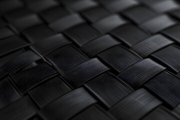 Fototapeta premium Abstract Black Woven Square Pattern Texture