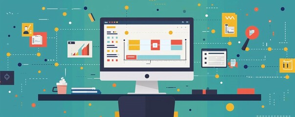 Userfriendly flat design project management tool for streamlined project workflows, task management, and progress tracking