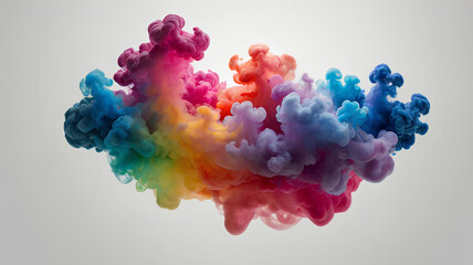 Fototapeta premium Colorful smoke in the form of a heart on a white background. Created with generative AI