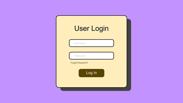 Simple animated of a login page on purple background..