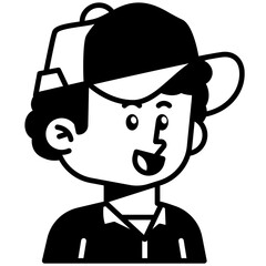Man with Cap Black Fill Icon