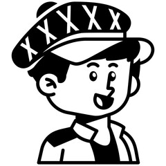Man With hat Black Fill Icon
