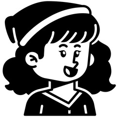 Woman with beanie Black Fill Icon