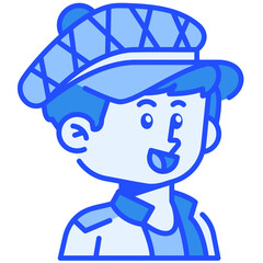 Man With hat Blue Color Icon
