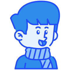Man With scarf Blue Color Icon