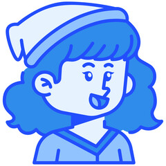 Woman with beanie Blue Color Icon