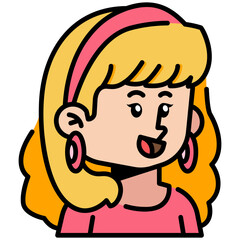 Long hair Woman Filled line Icon