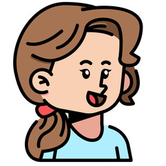 Long hair ponytail woman Filled line Icon