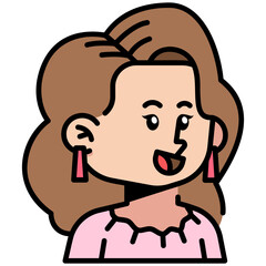 Long hair woman Filled line Icon