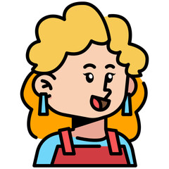 Waiter woman Filled line Icon