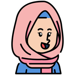Woman Hijab Filled line Icon