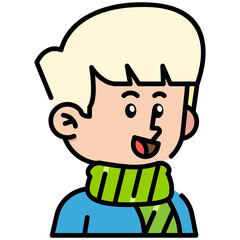 Man With scarf Filled line Icon