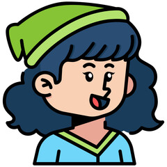 Woman with beanie Filled line Icon