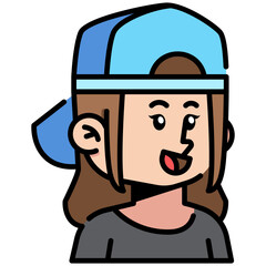 Woman With Cap Filled line Icon