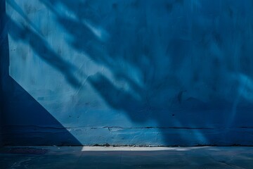 Fototapeta premium Blue Wall with Shadow Patterns Background