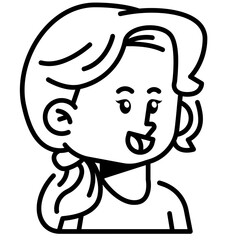 Long hair ponytail woman Line Icon