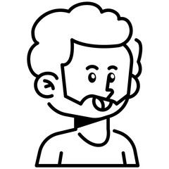 Man With Beard Line Icon