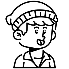 Man with Beanie Hat Line Icon