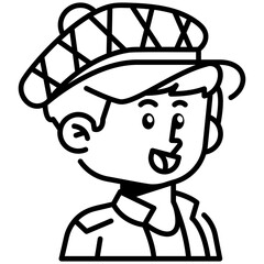 Man With hat Line Icon