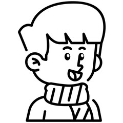 Man With scarf Line Icon