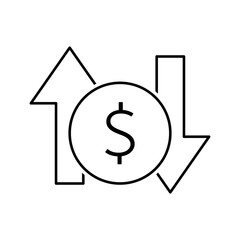 Dollar Sign with Up and Down Arrows Symbolizing Financial Changes
