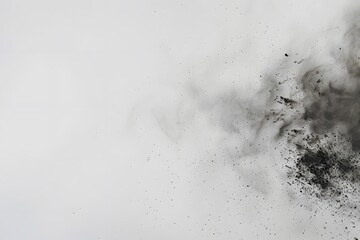 Abstract Black Dust Explosion on White Background