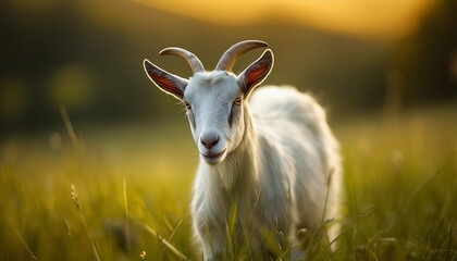 Obraz premium Goat in Grasslands