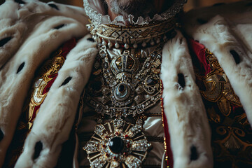 Regal Majesty: Monarch Adorned in Elaborate Regalia